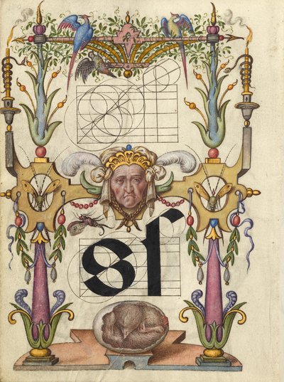 Guía para construir la letra s de Joris Hoefnagel
