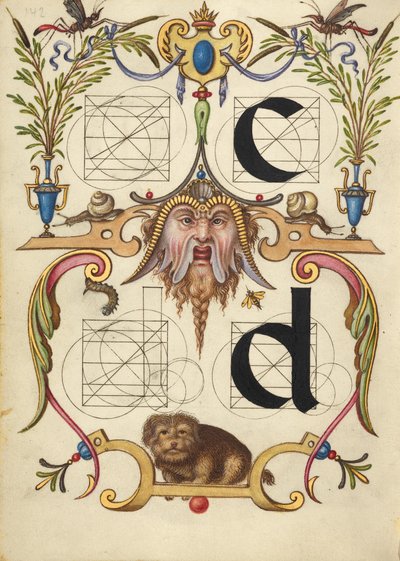 Guía para construir las letras c y d de Joris Hoefnagel