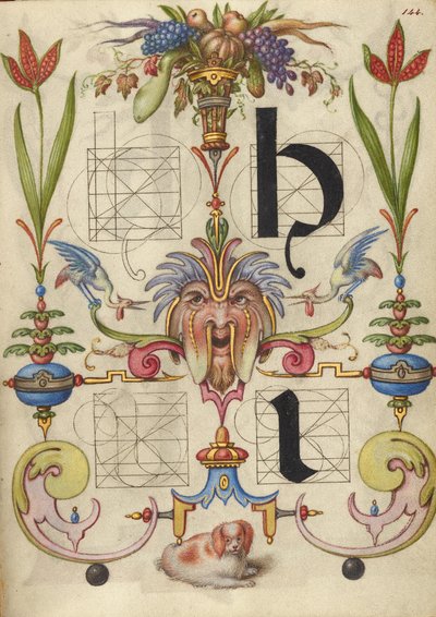 Guía para la construcción de las letras h e i de Joris Hoefnagel