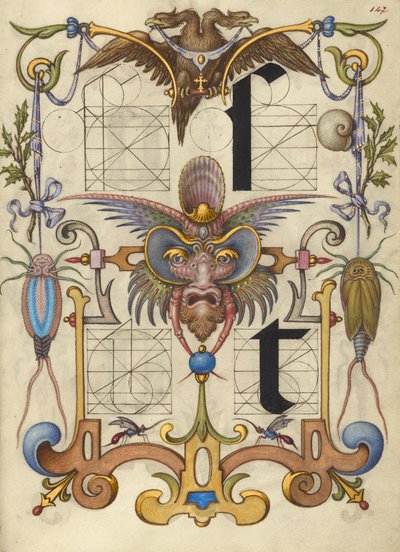 Guía para la construcción de las letras s y t de Joris Hoefnagel