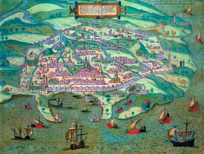 Mapa de Alejandría, Egipto, c. 1572 de Joris Hoefnagel