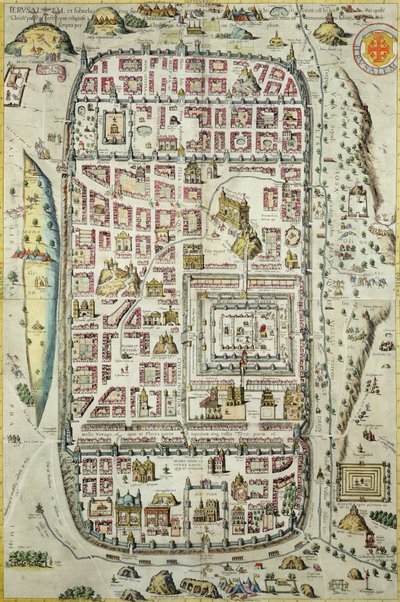 Mapa de Jerusalén y el área circundante, de 