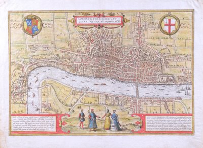 Mapa de Londres, de Civitates Orbis Terrarum, por Georg Braun (1542-1622) y Frans Hogenburg (1635-90), c.1572 de Joris Hoefnagel