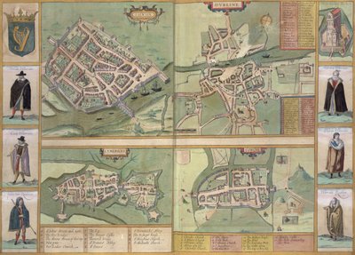 Mapas de Galway, Dublín, Limerick y Cork, de 