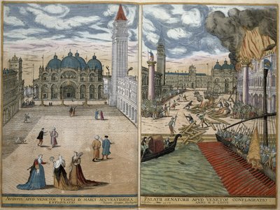 Vista de San Marco y el Palacio Ducal en llamas, de 