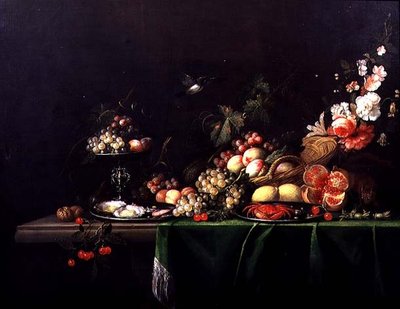 Naturaleza muerta de frutas con una ardilla de Joris van Son