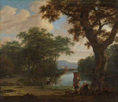 Paisaje con pescador con red cuadrada de Joris van der Haagen