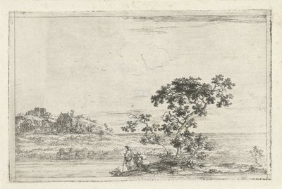 Paisaje con figuras cerca de un árbol de Joris van der Haagen