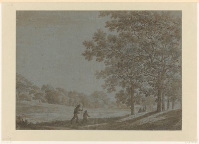Caminantes en un camino entre altos árboles de Joris van der Haagen