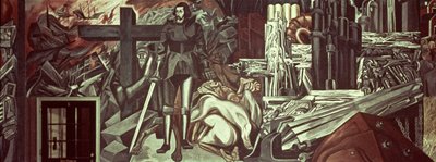 Cortez y la Cruz, de La Epopeya de la Civilización Americana de José Clemente Orozco