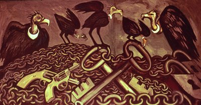Panel decorativo II, de La Epopeya de la Civilización Americana de José Clemente Orozco