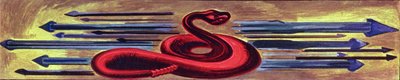 Panel decorativo con una serpiente, de La Epopeya de la Civilización Americana de José Clemente Orozco