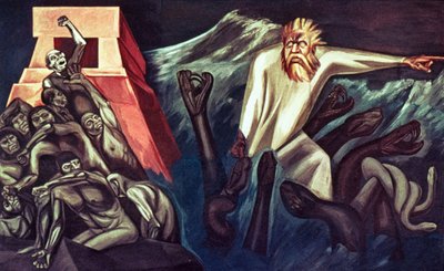 Salida de Quetzalcoatl, de The Epic of American CIvilization de José Clemente Orozco