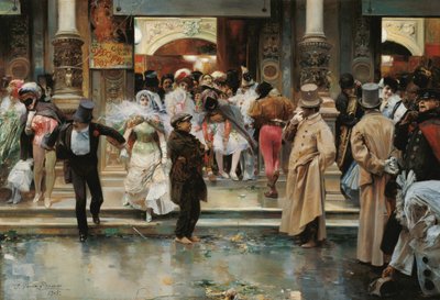 Saliendo del baile de máscaras - García y Ramos, Jose (1852-1912) - 1905 - Óleo sobre lienzo - 70,5x104,1 - Museo Carmen Thyssen, Málaga de José García Ramos