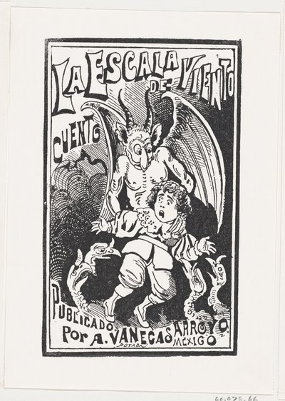 Un demonio sosteniendo a un niño por los hombros sobre un grupo de buitres, ca. 1880-1910 de José Guadalupe Posada