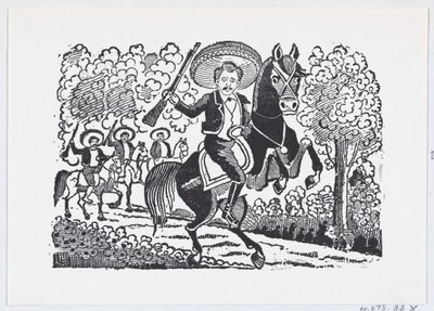 Un soldado revolucionario a caballo con un rifle Heraclio Bernal, ca. 1880-1910. de José Guadalupe Posada