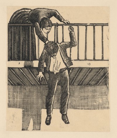 Una mujer descubriendo a un hombre que se ha suicidado ahorcándose, ca. 1900-1910 de José Guadalupe Posada