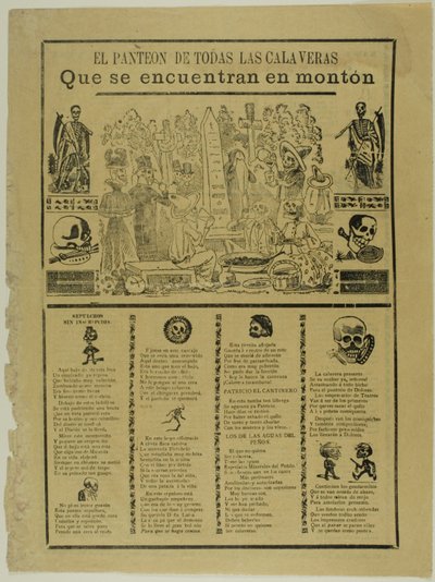 El mausoleo de todas las calaveras que se encuentran en un montón de José Guadalupe Posada