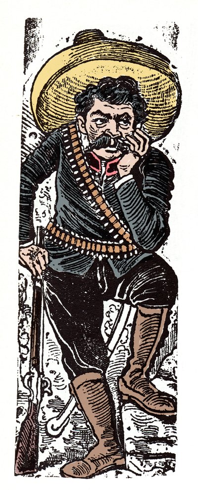 La Revolución Mexicana (1910-1920) - El General Genovevo de la O, un revolucionario seguidor de Emiliano Zapata - Xilografía de José Guadalupe Posada (1852-1913) de José Guadalupe Posada