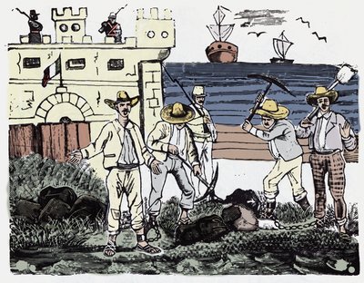 La Revolución Mexicana (1910-1920): Grupos de prisioneros en trabajos forzados - Xilografía de José Guadalupe Posada (1852-1913) de José Guadalupe Posada