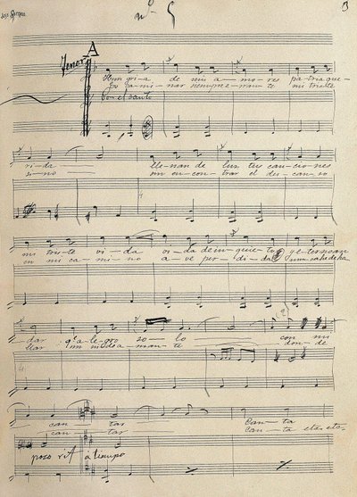 Manuscrito original de la romanza para tenor de la zarzuela "Alma de Dios", de José Serrano (1873-1941) de José Serrano