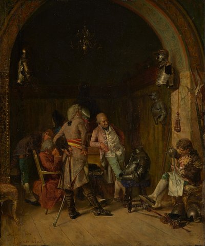 Examinando armas antiguas, 1870 de José Villegas Cordero