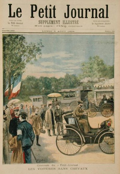 Los carruajes sin caballos, portada de Le Petit Journal, 6 de agosto de 1894 de Jose Belon