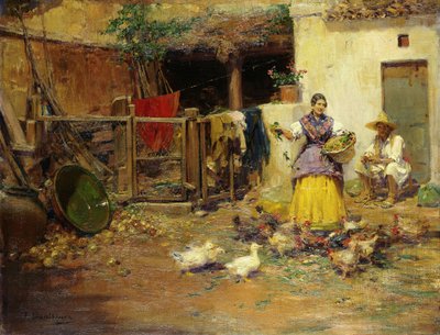 Alimentando a las Gallinas de Jose Benlliure y Gil