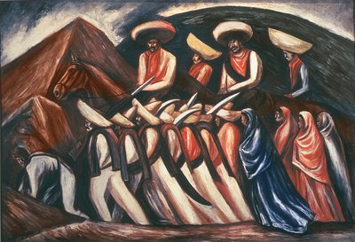 Marcha zapatista - Dirigida por Emiliano Zapata y Pancho Villa durante la Revolución Mexicana de 1911 de José Clemente Orozco