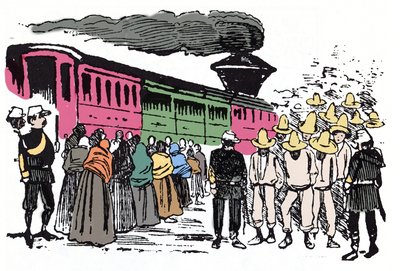La Revolución Mexicana (1910-1920): deportación de trabajadores en el Valle Nacional, circa 1908 - Xilografía de José Guadalupe Posada (1852-1913) de José Guadalupe Posada