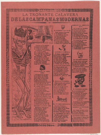 Das donnernde Skelett der modernen Glocken de José Guadalupe Posada