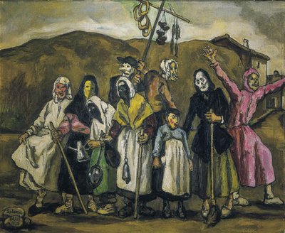 GUTIERREZ SOLANA, José (1886-1945). Baile de disfraces. 1938. Expresionismo. Óleo sobre lienzo. Colección particular de Jose Gutierrez Solana
