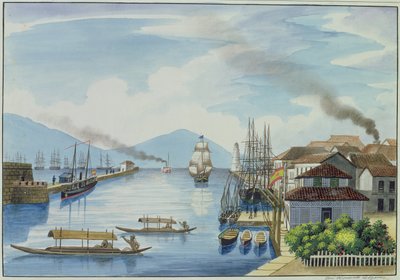 Desembocadura del río Pasig, del "Álbum Flebus de vistas en y alrededor de Manila", c.1845 de Jose Honorato Lozano