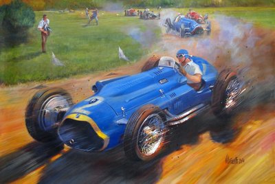 Juan Manuel Fangio con Talbot lago T26C, 2011 (acrílico sobre lienzo) de Jose Maria Villafuerte