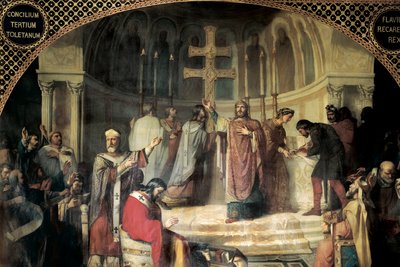 Tercer Concilio de Toledo en 589 presidido por Isidoro de Sevilla de Jose Marti y Monso