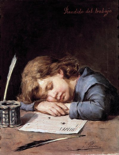 Derrotado por el trabajo, c. 1876-1900 de Jose Perez Siguimboscum