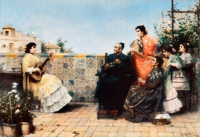La visita del cura (Pintura, principios del siglo XX) de Jose Rico y Cejudo