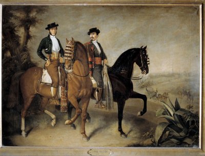 Los dos jinetes,siglo XIX (óleo sobre lienzo) de Jose Roldan