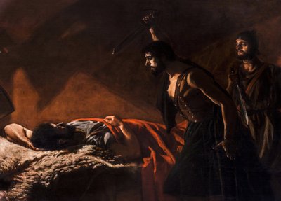 Pintura de historia : La muerte de Viriatus (Viriate, Viriathe, vers 180-139 avant JC) par Villegas Cordero, Jose (1844-1921) de Jose Villegas Cordero