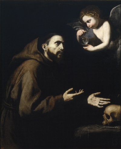 Francisco de Asís y el ángel con la botella de agua, 1636-1637 de Jose de Ribera