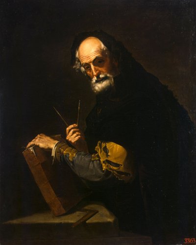 Filósofo con un libro, una brújula y un goniómetro, 1630 de Jose de Ribera