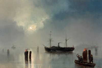 Paseo nocturno en la laguna de Josef Carl Berthold Püttner