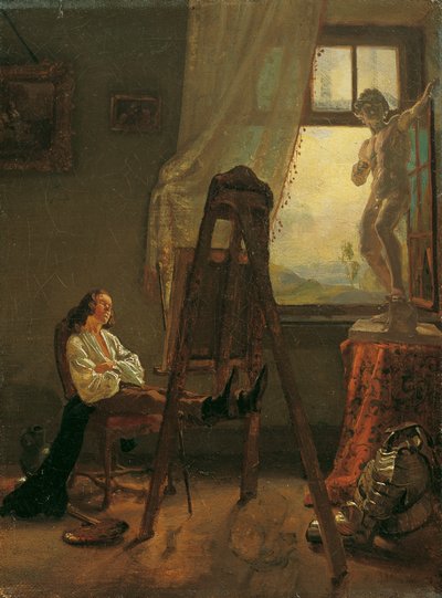 El pintor que se ha quedado dormido en el estudio de Josef Danhauser