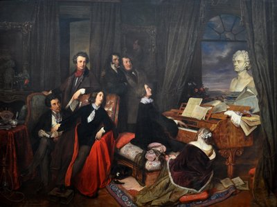 Franz Liszt fantaseando en el piano de Josef Danhauser