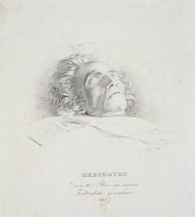 Ludwig van Beethoven (1770-1827) en su lecho de muerte, 28 de marzo de 1827 de Josef Danhauser