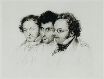 Johann Baptist Jenger, Anselm Huettenbrenner y Franz Schubert ... de Josef Eduard Teltscher