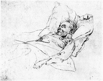 Ludwig van Beethoven (1770-1827) en su lecho de muerte, 28 de marzo de 1827 de Josef Eduard Teltscher
