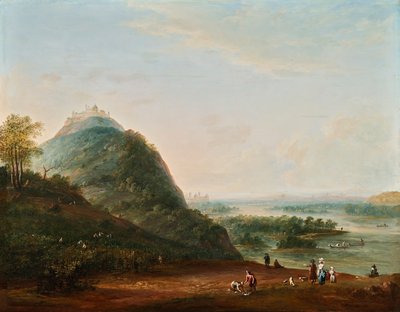 Cosecha frente a Viena con vistas a Klosterneuburg, Leopoldsberg, Bisamberg y Korneuburg de Josef Heideloff
