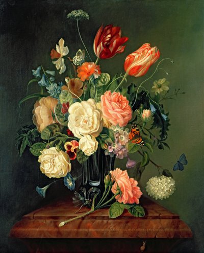 Naturaleza muerta con flores mixtas de Josef Holstayn