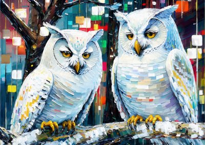 Animales: Lechuza blanca 1 de Josef Johann Michel